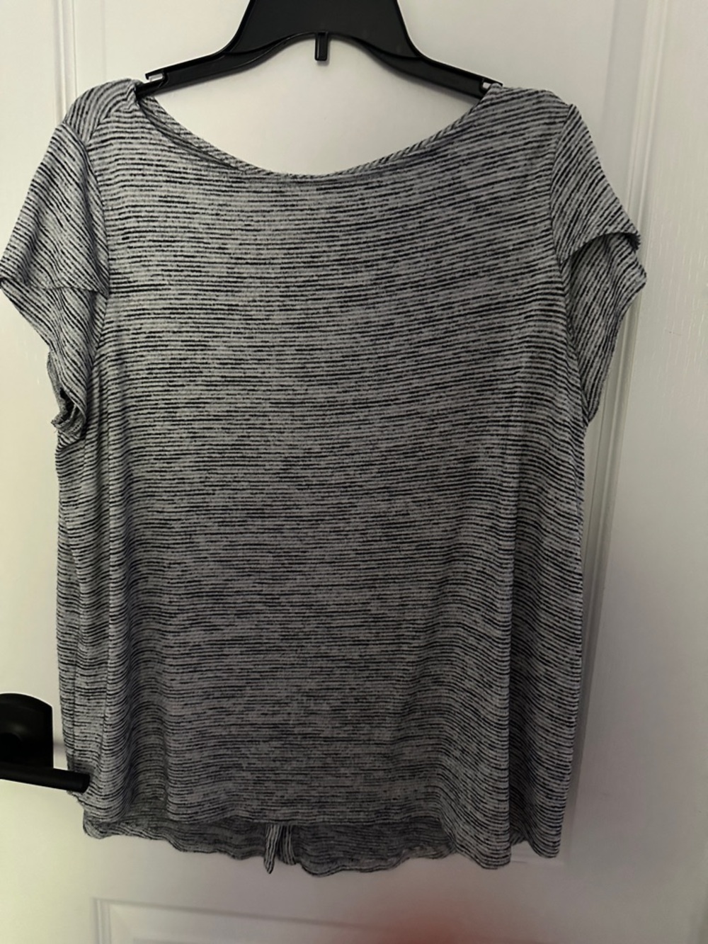 Market & Spruce Black and White Striped Short Sleeve Knit Top